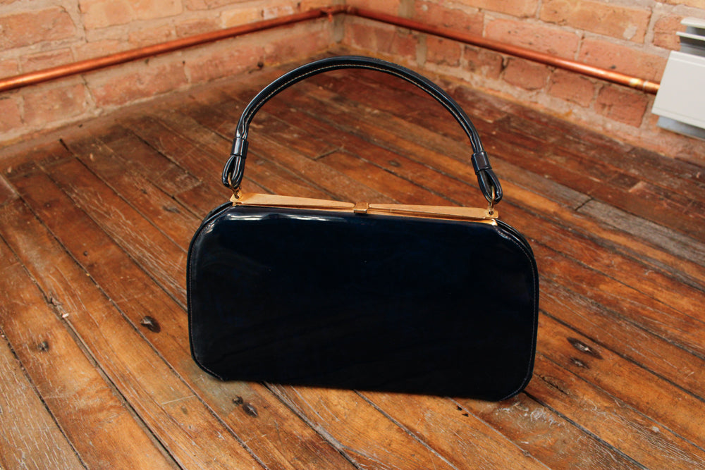 1960s Patent Navy Handbag