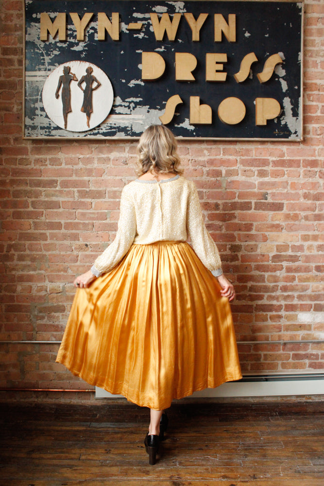 1960s Sequin & Beaded Rayon Top - Medium 