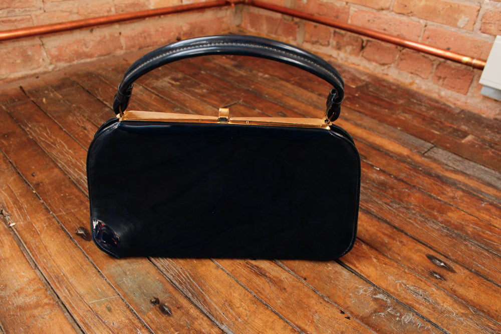 1960s Patent Navy Handbag