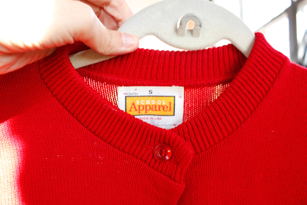 1960s Red Wool Cropped Sweater - Xs/S