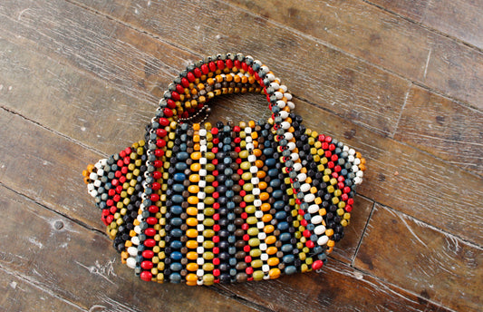 1930s Wood Bead Czech Small Purse 