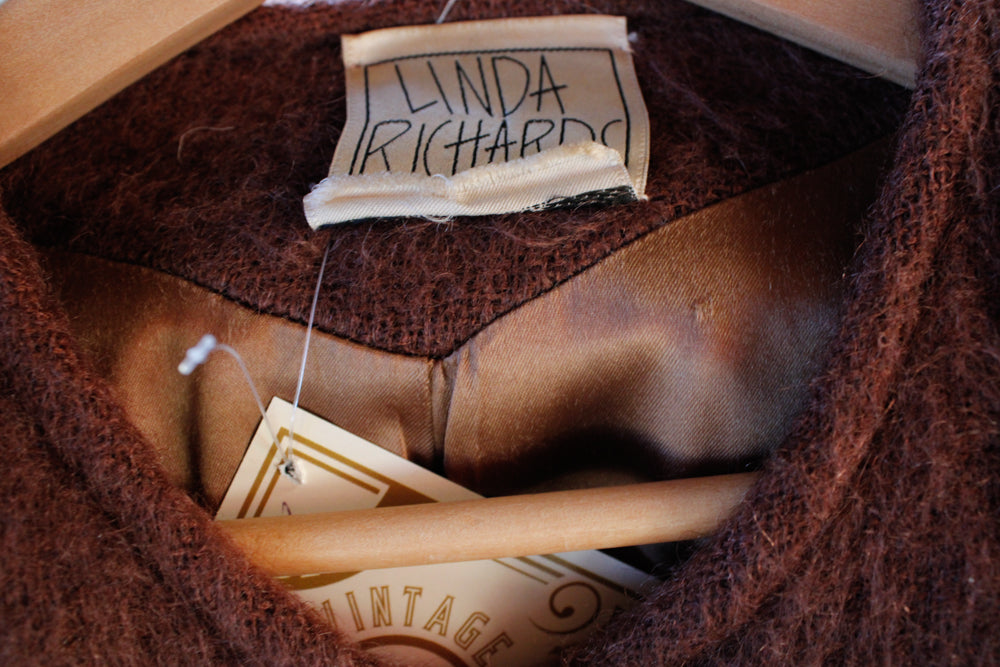 1990s Cocoa Brown Mohair Wool Coat - Medium to Large