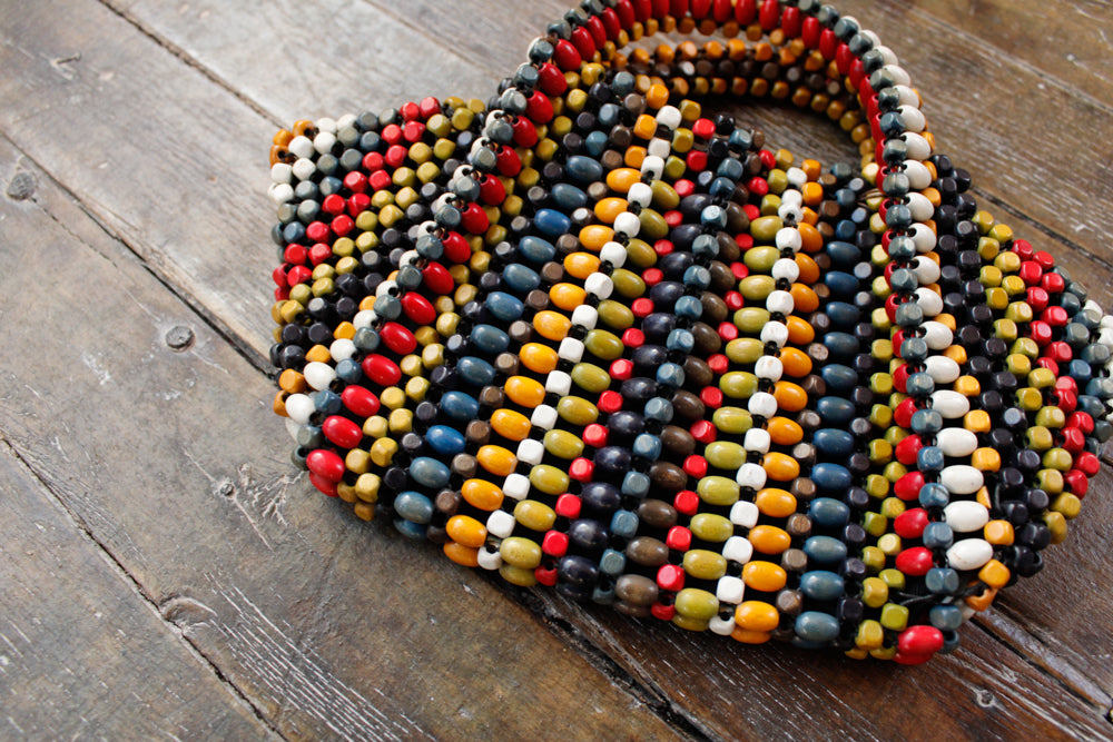 1930s Wood Bead Czech Small Purse 