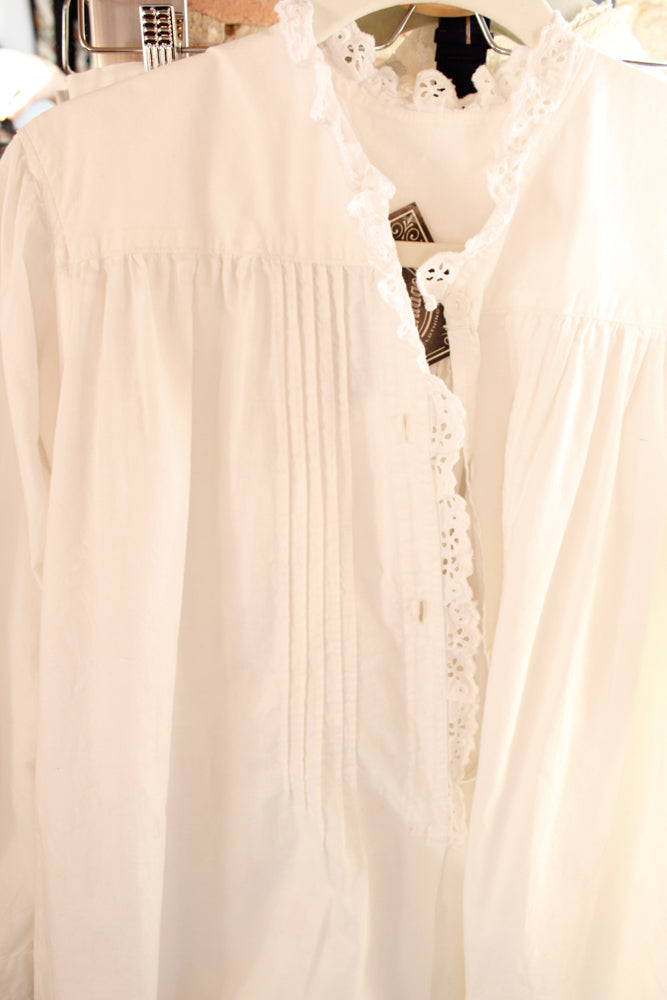 1900s Edwardian Cotton Night Dress - Medium