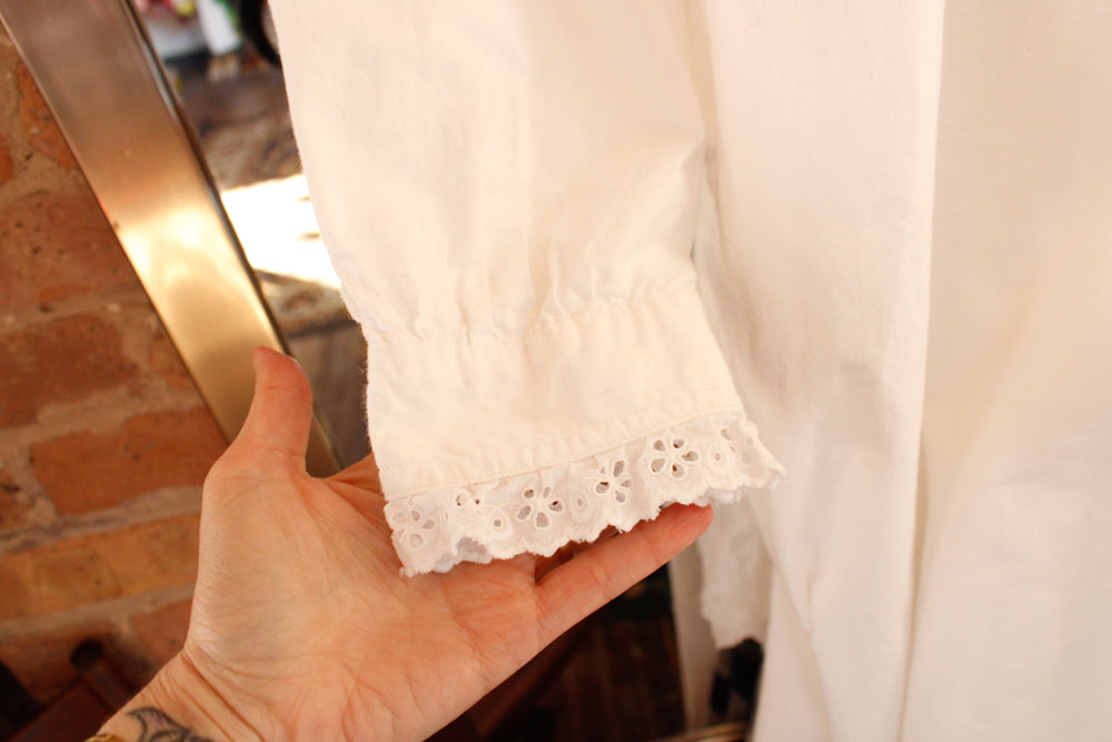 1900s Edwardian Cotton Night Dress - Medium