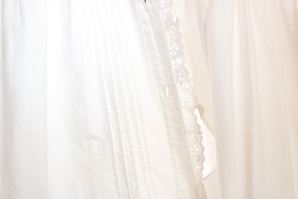 1900s Edwardian Cotton Night Dress - Medium