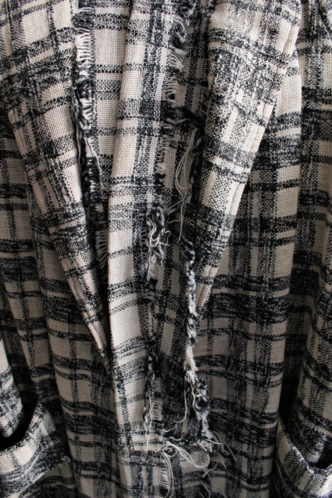 1950s Plaid Woven Cotton Jacket with Scarf & Belt - Medium