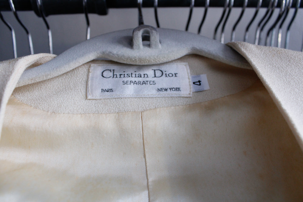 1990s Christian Dior Cream Ivory Suit - Xsmall