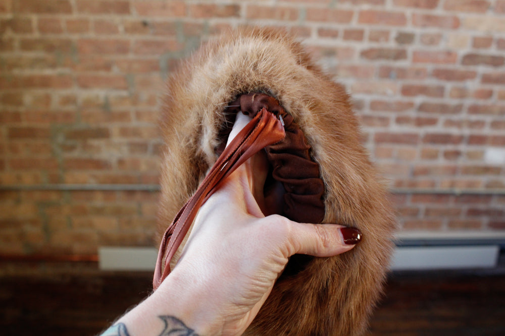 1930s Mink Fur and Silk Muff Hand Warmer