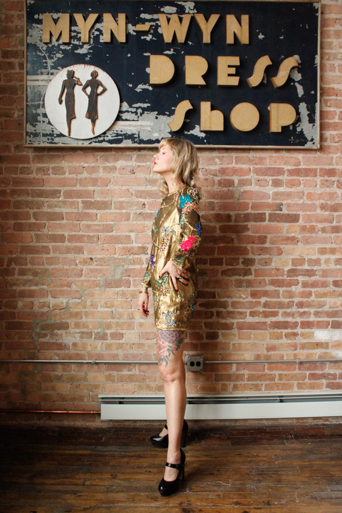 1990s Richelene Sequin Mini Cocktail Dress - Small