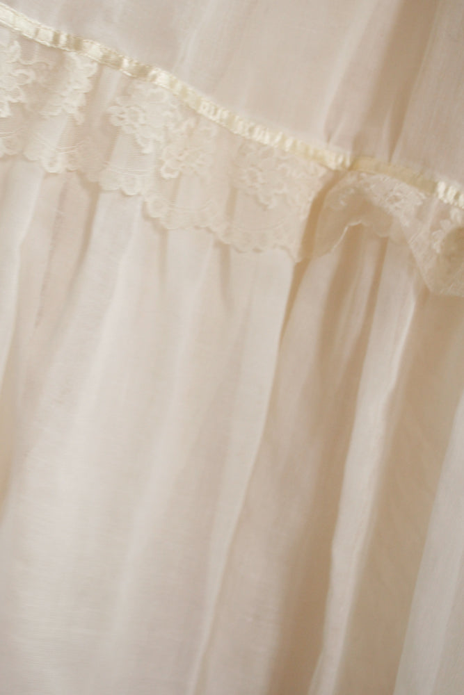 1970s Victorian Revival Candi Jones Ivory Gown - XXS