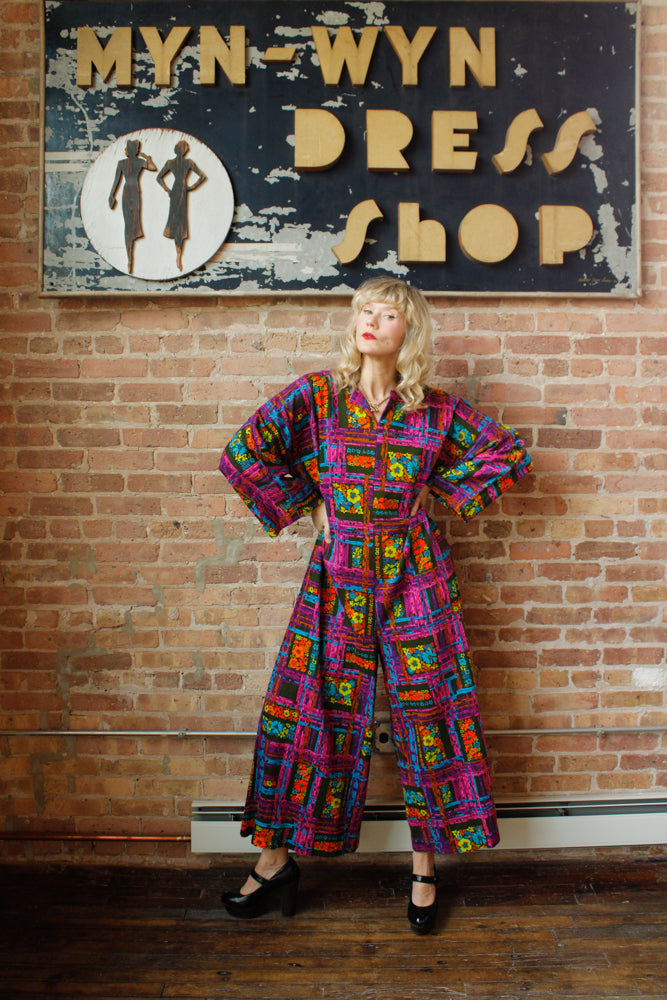 1960s Bold Psychedelic Jumpsuit - Large