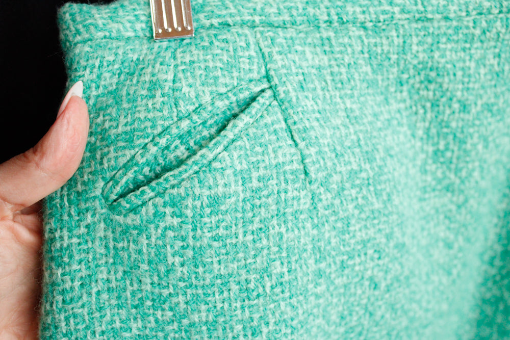 1960s Green Wool Tudor Square Skirt - Xs/S