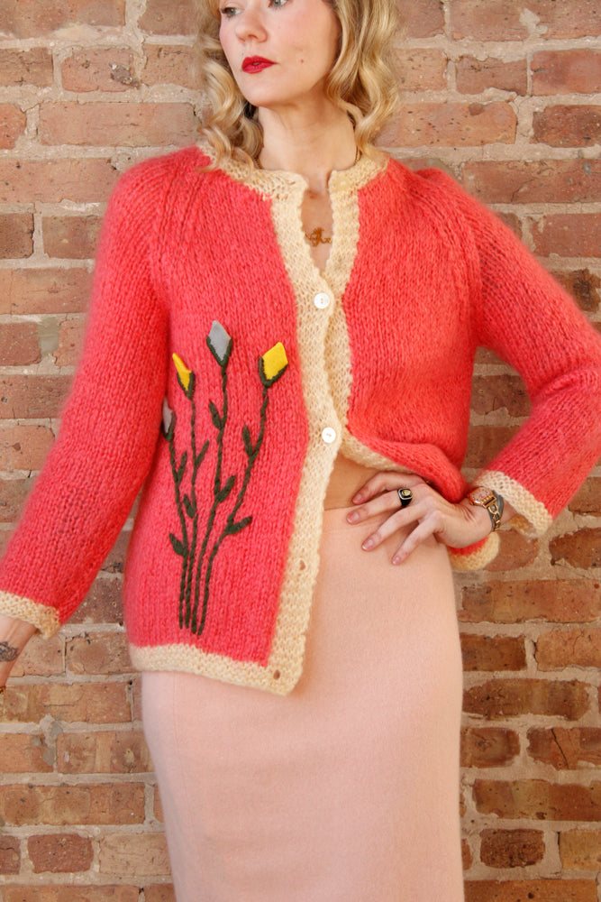 1960s Wool Mohair Tulip Sweater - Medium