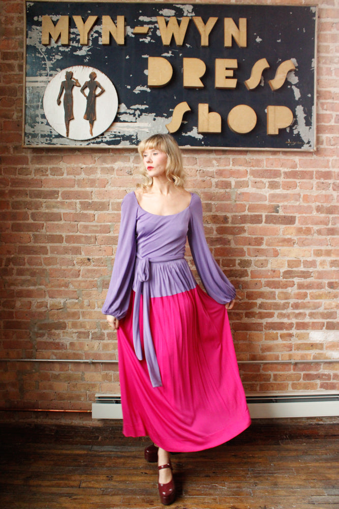 1960s Mollie Parnis Silk Jersey Maxi Dress - Medium