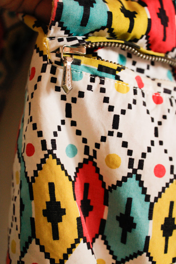 1950s German Cotton Bold Print Reversible Sportswear Jacket - S/M