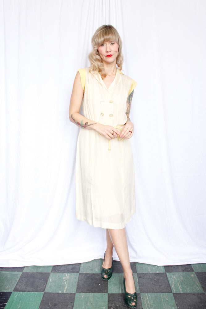 1930s Silk Yellow Silk Dress *As Is* - Medium