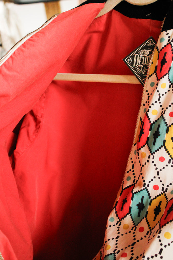 1950s German Cotton Bold Print Reversible Sportswear Jacket - S/M