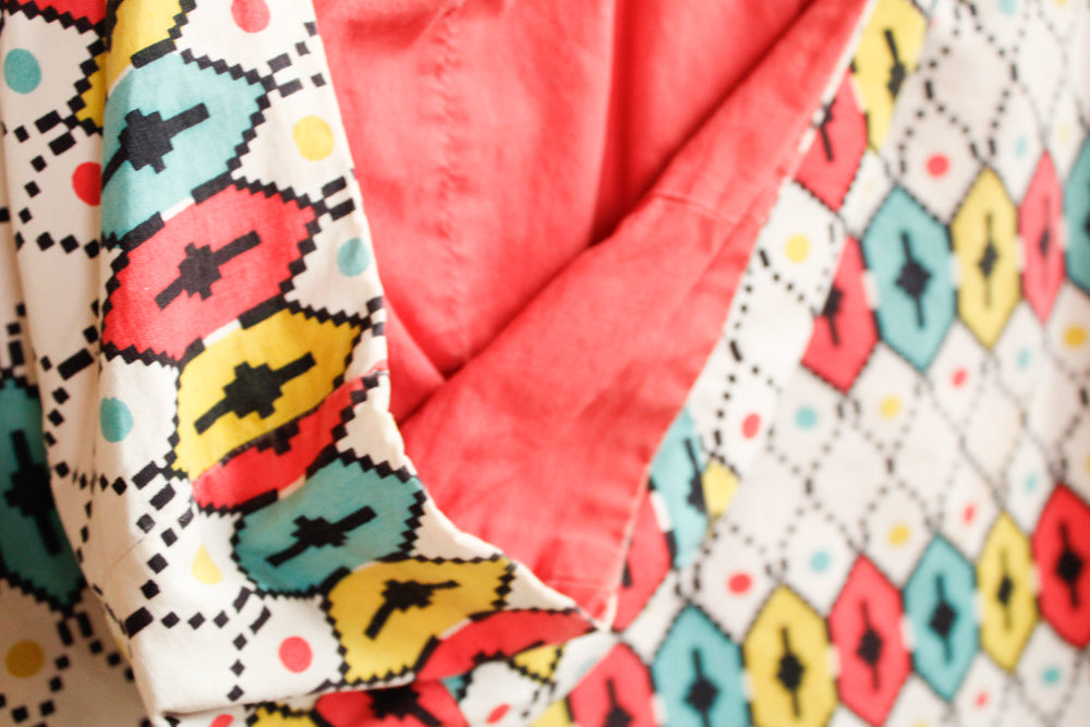 1950s German Cotton Bold Print Reversible Sportswear Jacket - S/M