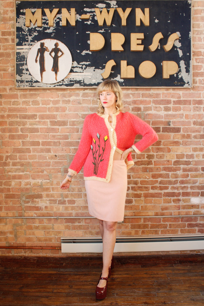 1960s Wool Mohair Tulip Sweater - Medium