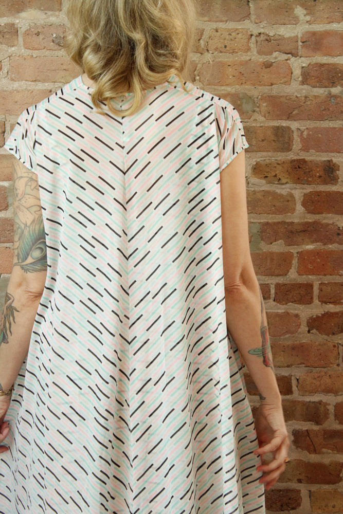1970s Striped Nylon Maxi with Overlay Jacket - Medium