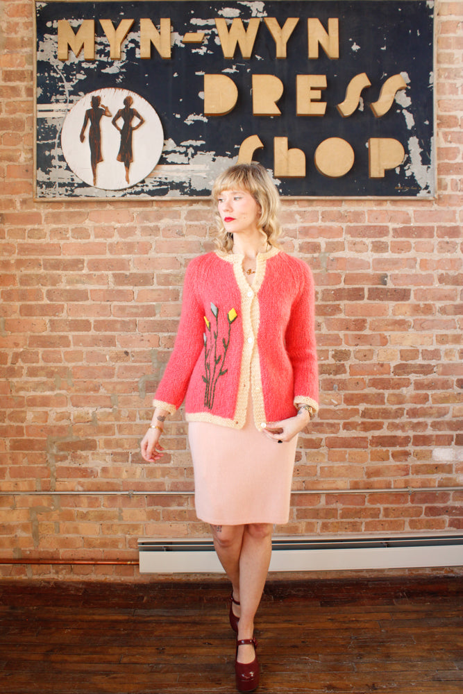 1960s Wool Mohair Tulip Sweater - Medium