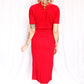 1940s Berry Red Knit 3pc Set Sweater+Skirt+Belt - Med