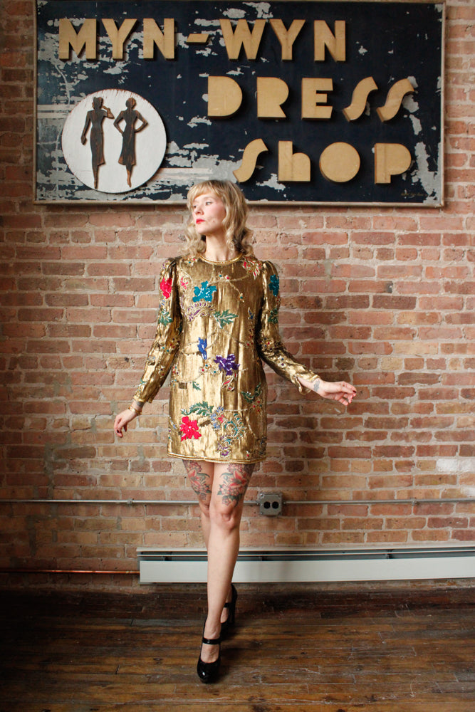1990's cocktail dresses 1990s Cocktail Dress with Woven Satin Back-medium La Poubelle Vintage