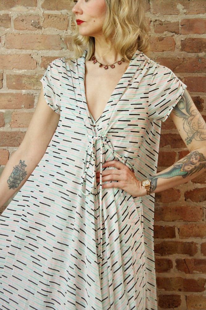 1970s Striped Nylon Maxi with Overlay Jacket - Medium