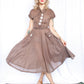 1950s Swiss Dot Brown & White Johnnye Dress - Small