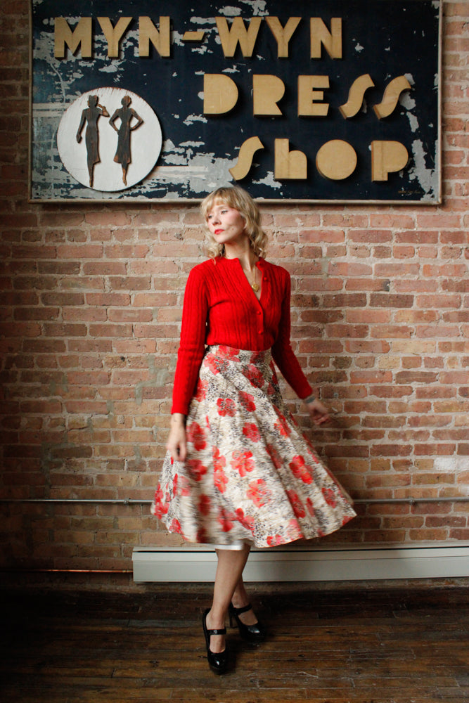 1960s Marshall Fields & Co Red Cardigan - Medium