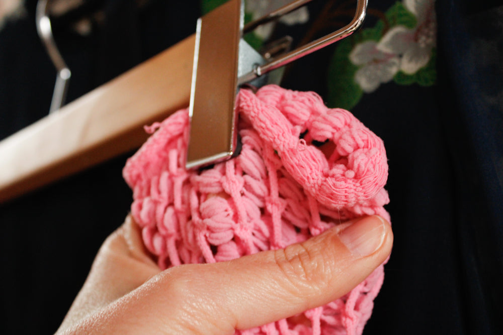 1930s Hand Knit Bright Pink Thigh High Fishnet Stockings