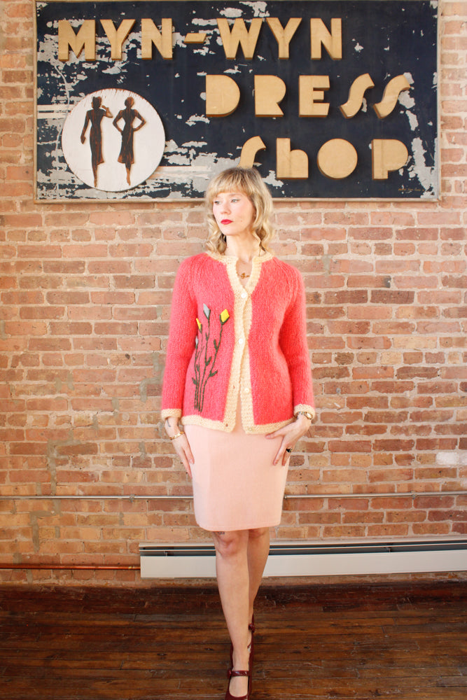 1960s Wool Mohair Tulip Sweater - Medium