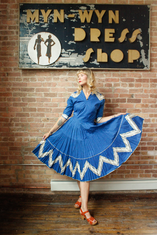 1950s Bright Blue Southwestern Patio Set - S/M