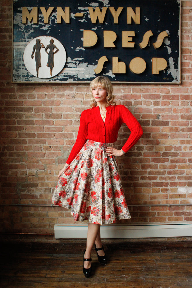 1960s Marshall Fields & Co Red Cardigan - Medium