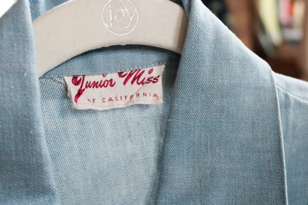 1940s Blue Chambray Jacket - Medium