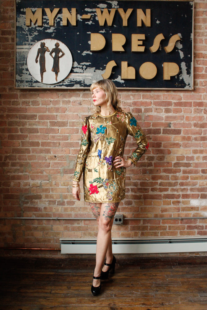 1990s Richelene Sequin Mini Cocktail Dress - Small