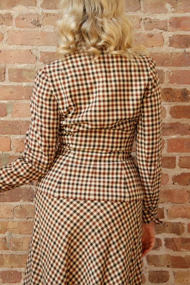 1950s Bergdorf Goodman Plaid New Look Suit - Small