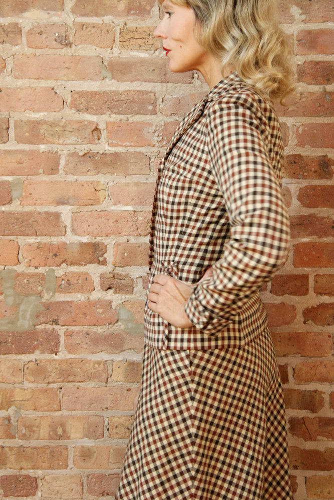 1950s Bergdorf Goodman Plaid New Look Suit - Small