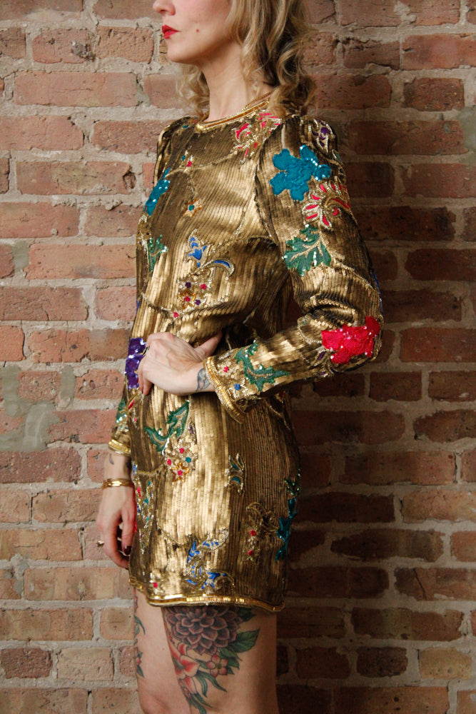 1990s Richelene Sequin Mini Cocktail Dress - Small