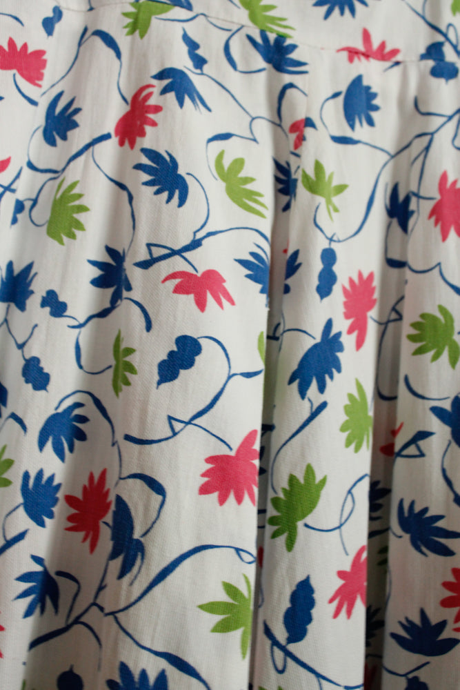 1940s Floral Pique Cotton Day Dress - Small Petite