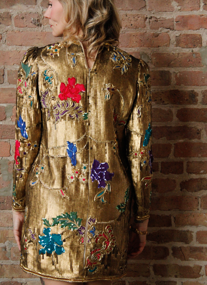 1990s Richelene Sequin Mini Cocktail Dress - Small