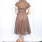 1950s Swiss Dot Brown & White Johnnye Dress - Small