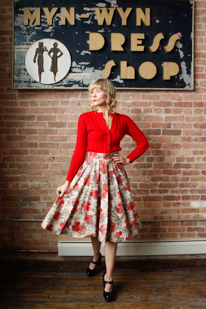 1960s Marshall Fields & Co Red Cardigan - Medium