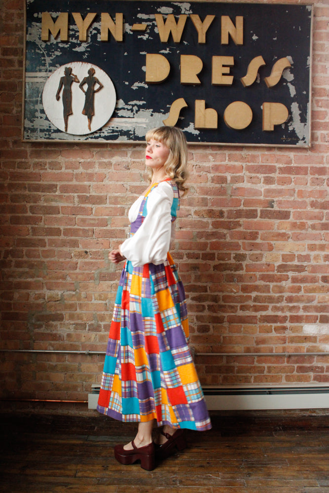 1960s Periphery Colorblock Plaid Maxi Dress - Xs/S