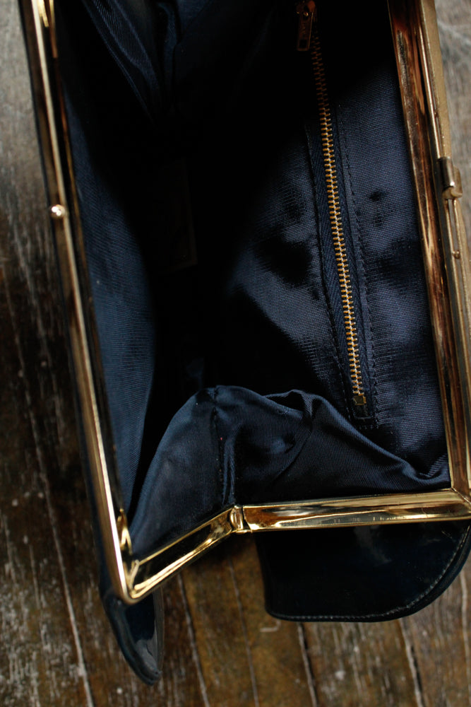 1960s Patent Navy Handbag