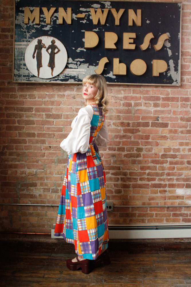 1960s Periphery Colorblock Plaid Maxi Dress - Xs/S