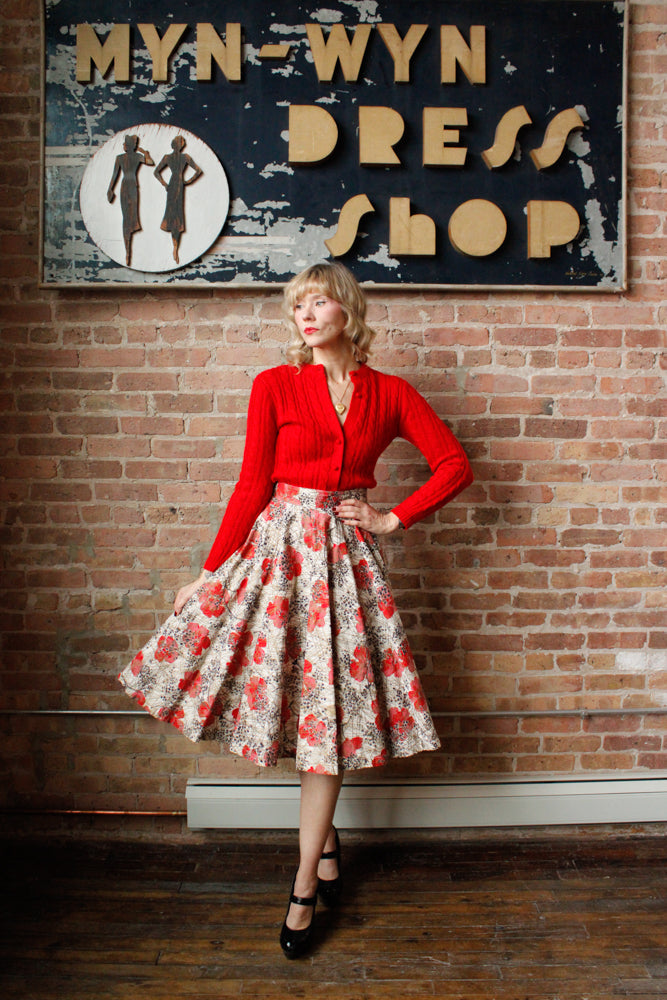 1960s Marshall Fields & Co Red Cardigan - Medium