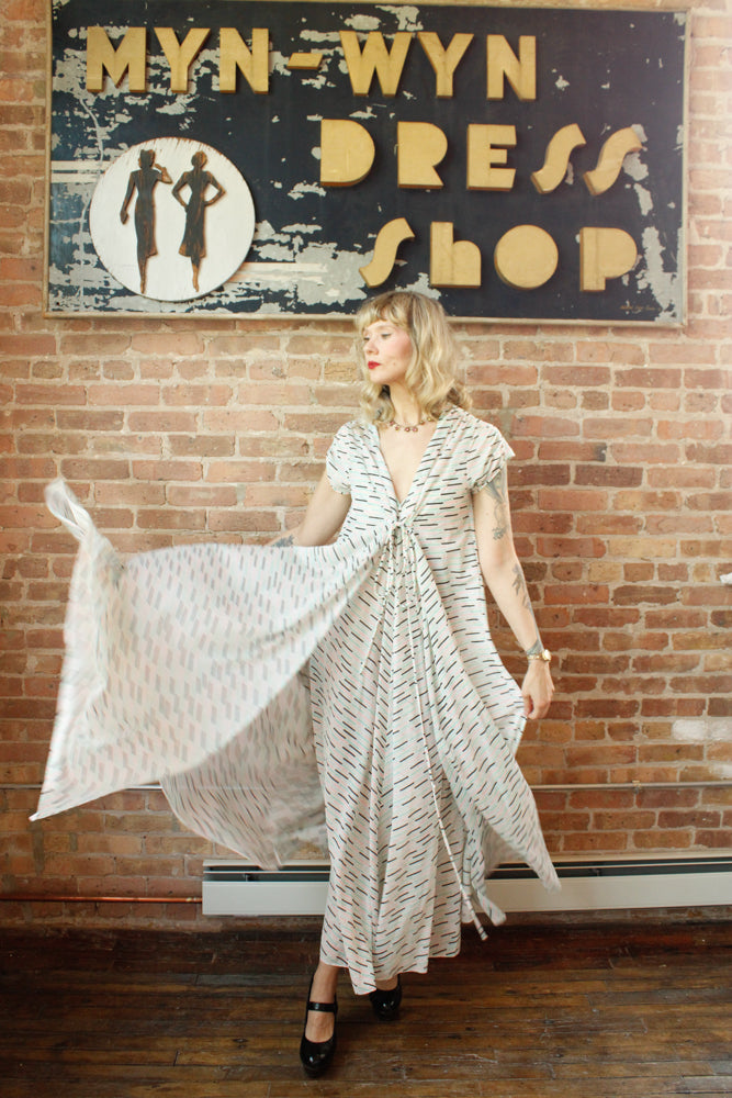 1970s Striped Nylon Maxi with Overlay Jacket - Medium