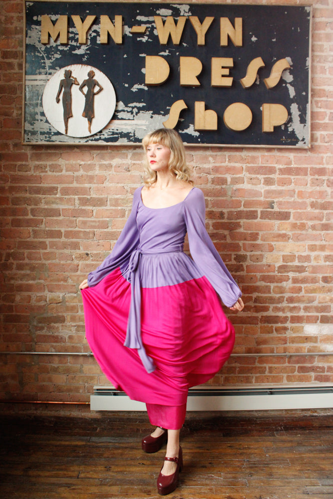 1960s Mollie Parnis Silk Jersey Maxi Dress - Medium